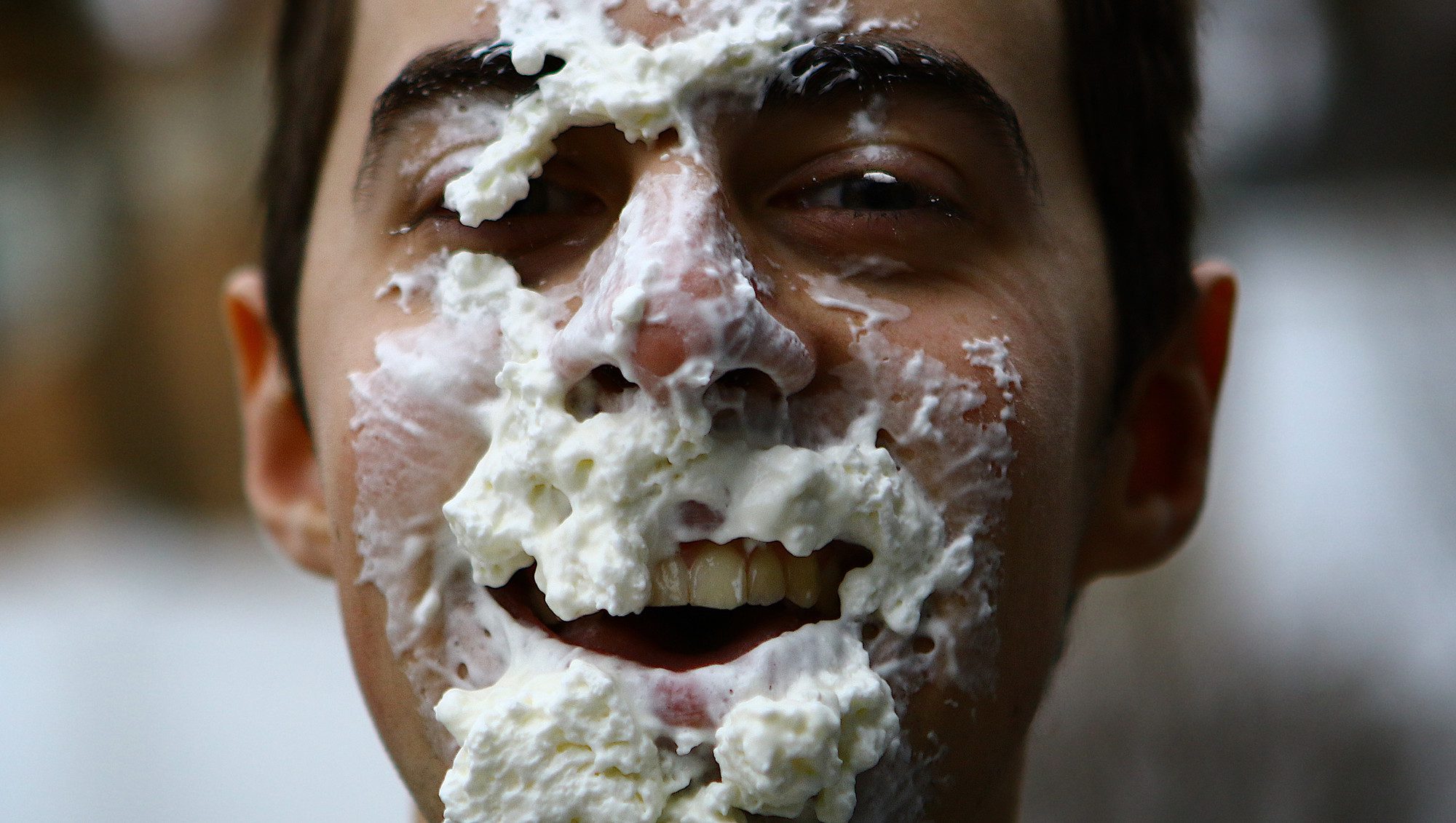 Andrew Belliveau, who has Gastoparamesis, is seeking to gain awareness and fund-raise for a cure, shown here with whip cream on his face, he has begun a 