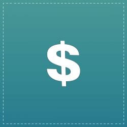White dollar sign on turquoise
