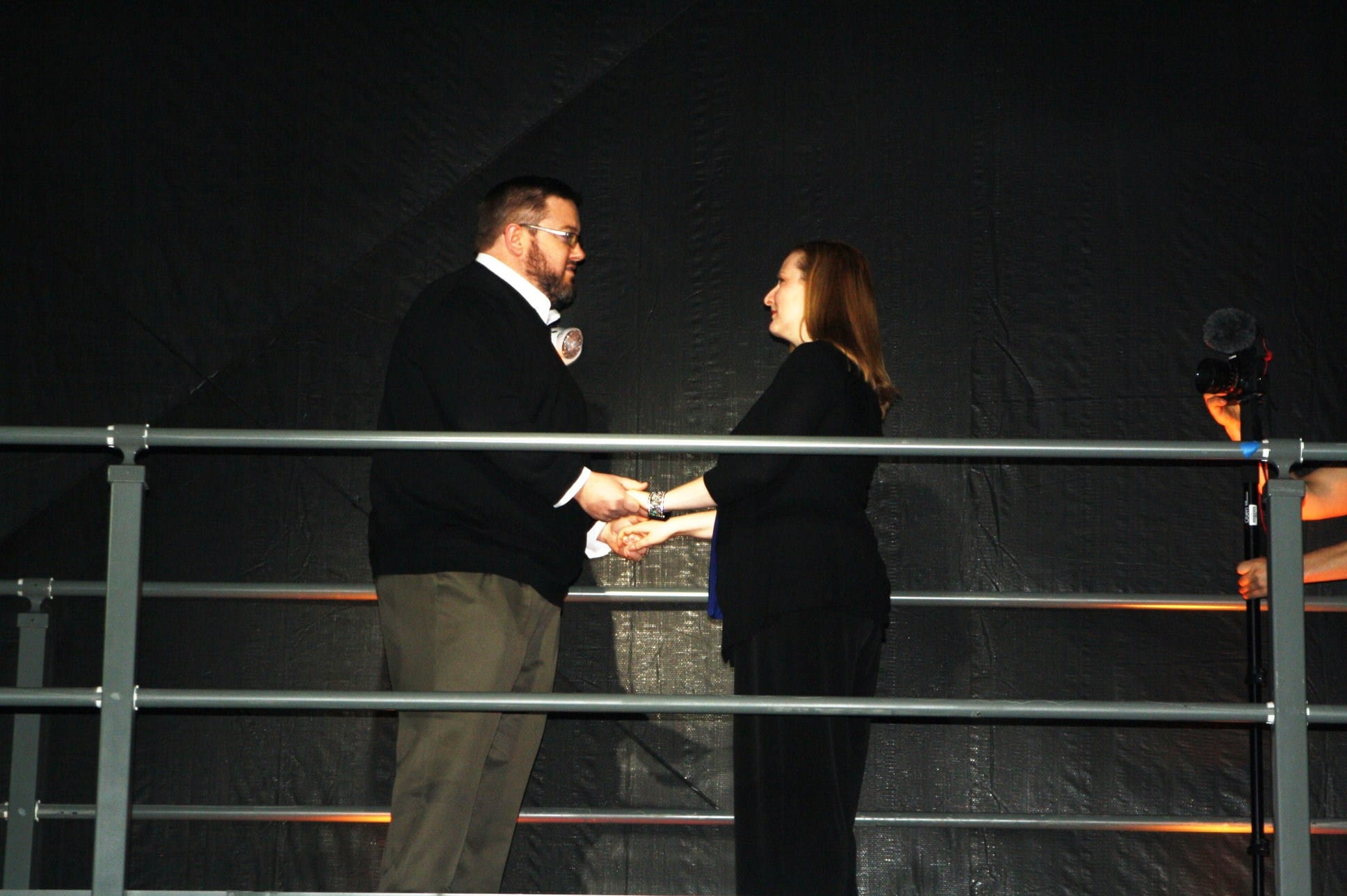 Corey and Sarah Jackson performed "Suddenly Seymour" during the opening night of the Peabody Black Box Theater on Wednesday.