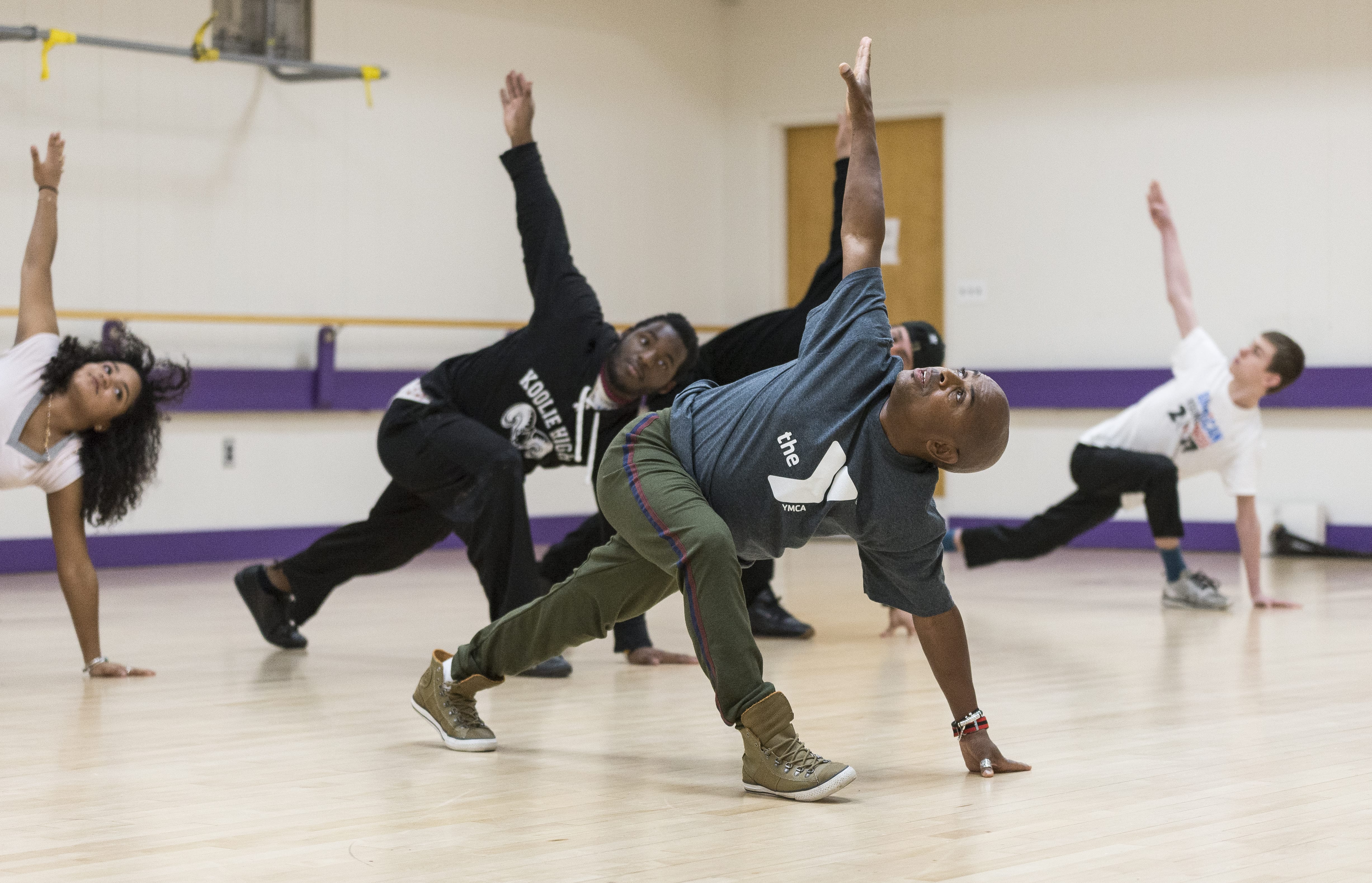 Internationally recognized artistic director Jimmy Locust teaches a master dance class at Lynn YMCA on Friday.