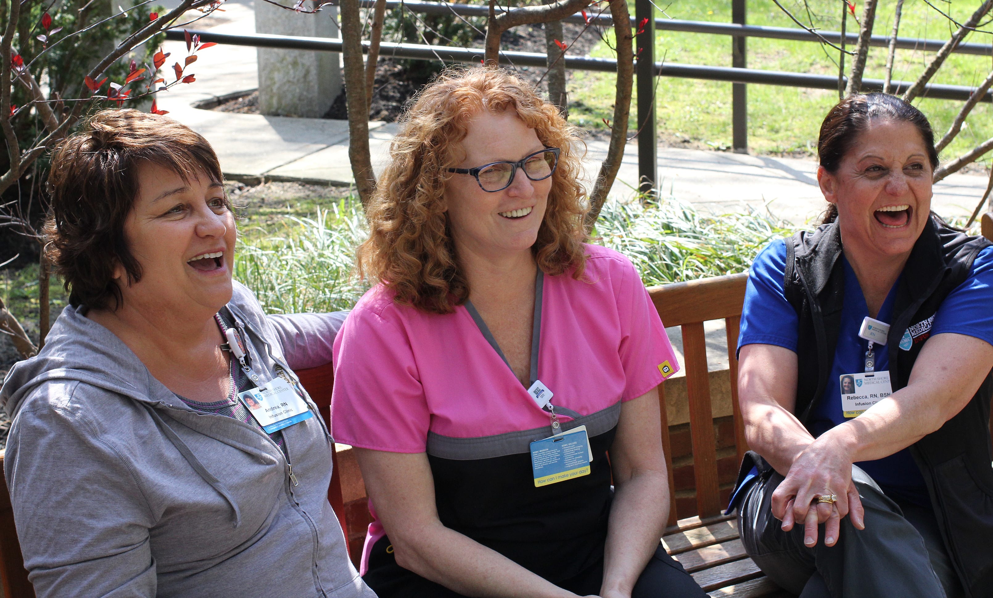 Lynn, Ma. 5-10-18. From left to right: Andrea Reddy, Colleen Passariello, and Rebecca Zangarie-Sansone from the infusion clinic at Union Hospital, attribute team work to their success.