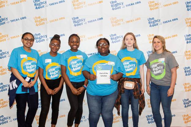 From left to right: Amani Semper, Serena Porte, Clarisse Ebeh, Valerie Robert, Prudence Harrington and Alina Garrity, adult advisor.