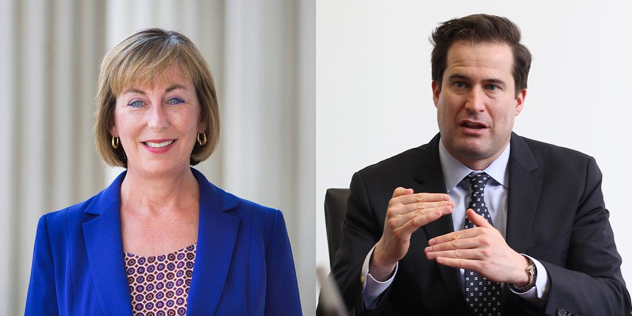 Former State Sen. Barbara L'Italien and State Representative Seth Moulton