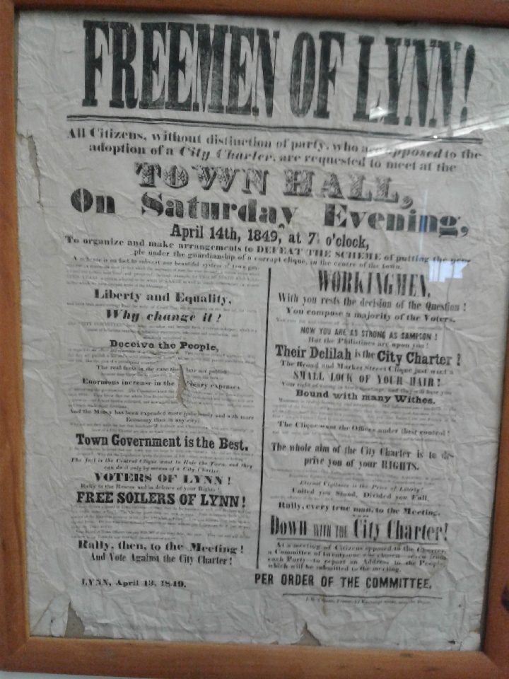 A 170-year-old poster that served as a call-to-action against the city government's choice to transition from township to city.