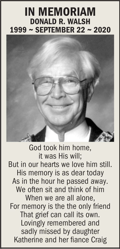 In Memoriam Donald R. Walsh Itemlive
