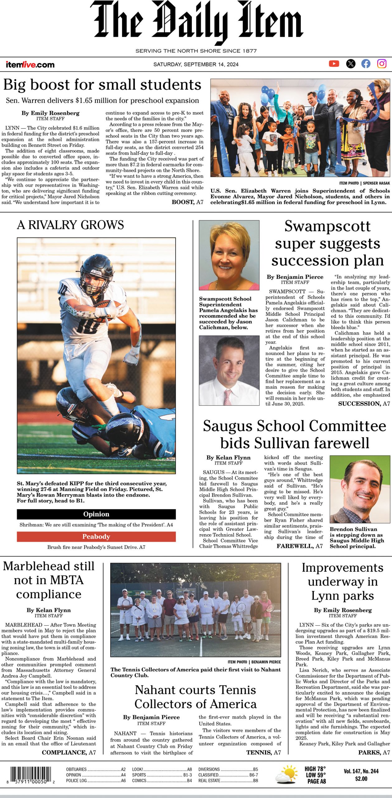 Today's Page 1: September 14, 2024