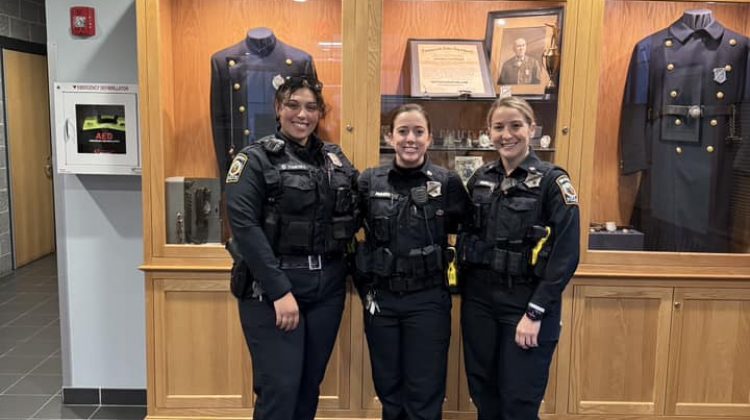 Police Officers Angelica Noble, Briana Sanchez and Nicole Magee are the new all-female patrol shift. Photo courtesy of Swampscott PD facebook