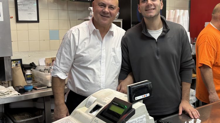 Owner of Brother's Deli, George Markos, and his nephew Peter Glavas on Thanksgiving Day.