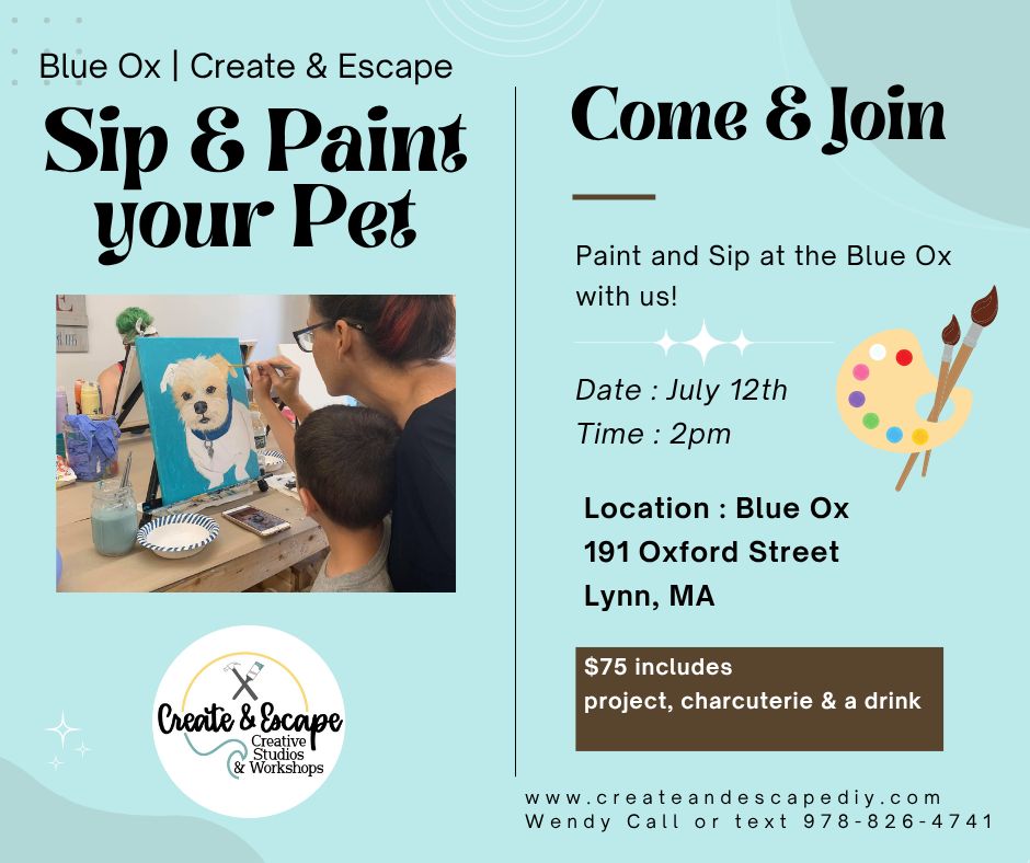 Paint your Pet 7/12/25 @2pm Blue Ox Lynn | Open Workshops