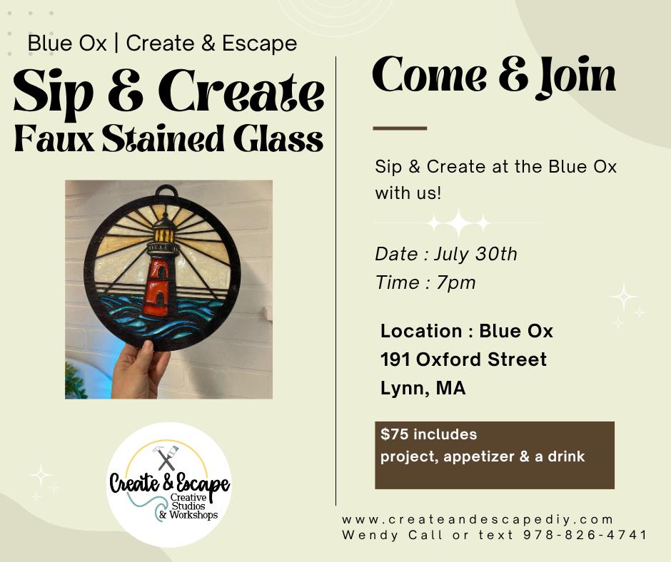 Faux Stained Glass 7/30/25 @7pm Blue Ox Lynn | Open Workshops