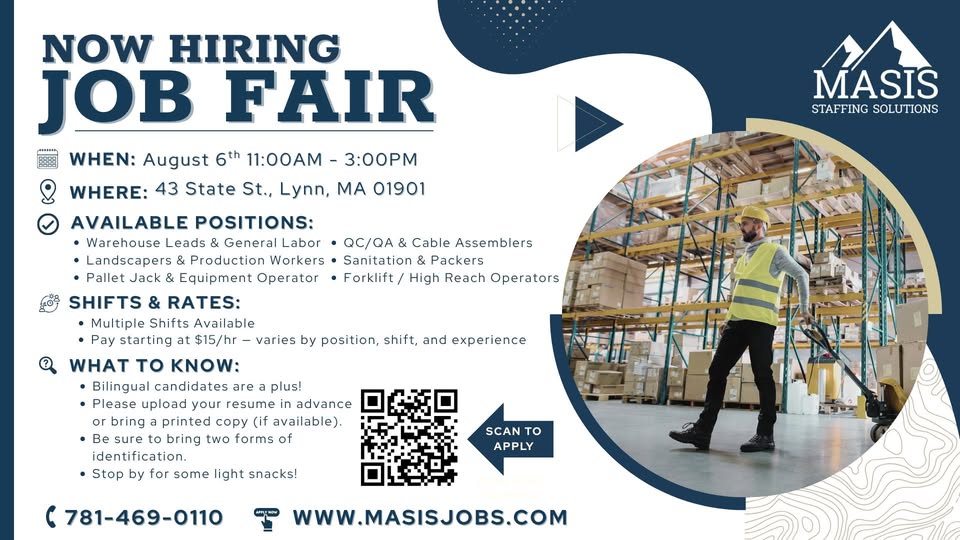 Job Fair – Lynn, MA – 11:00 AM – 3:00 PM