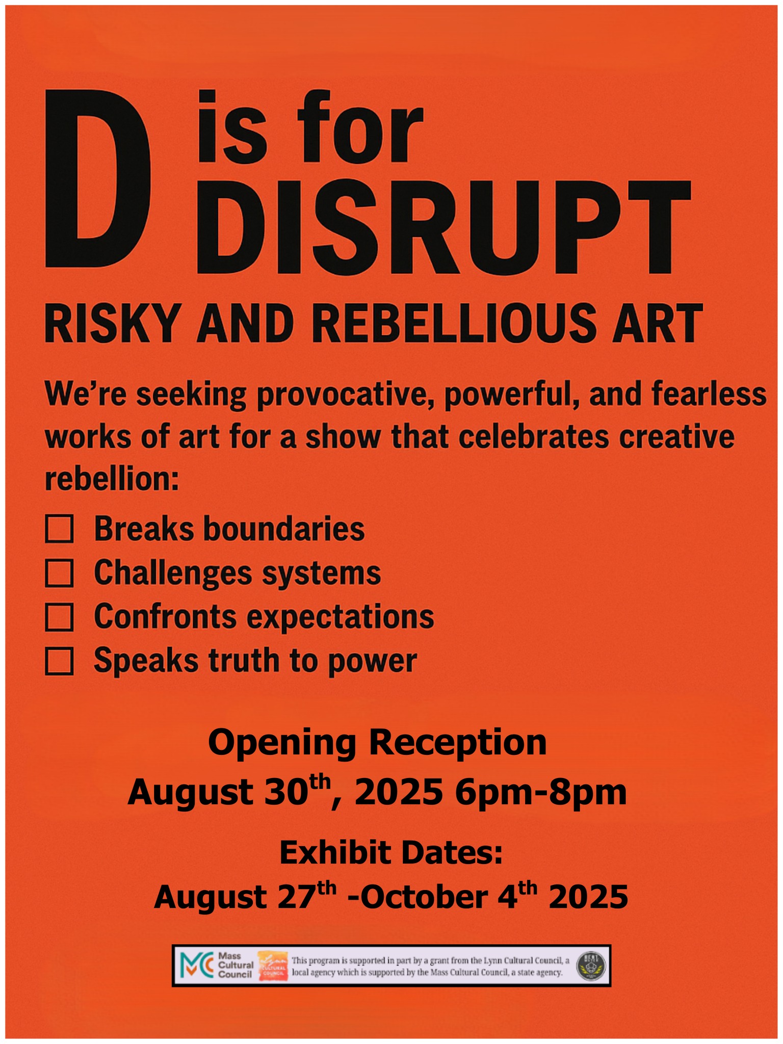 D is for Disrupt Opening Reception