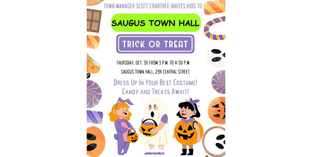 Kids celebrating Halloween at Saugus Town Hall