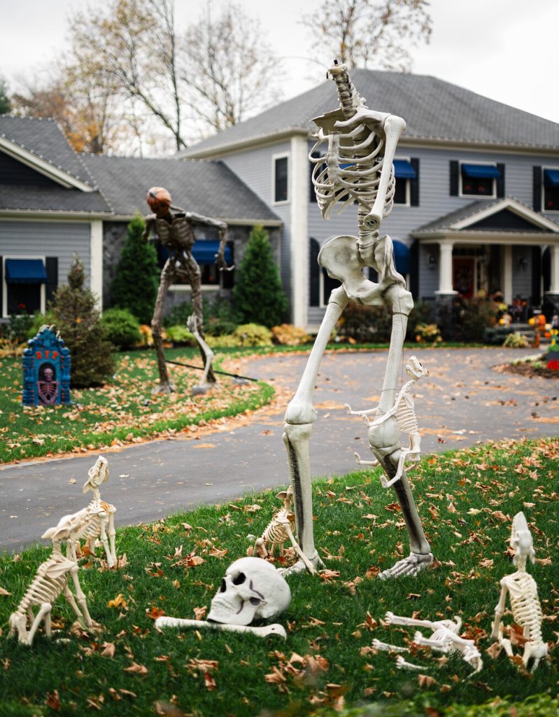 This skeleton has gone to the dogs at 169 Essex St., in Lynnfield.