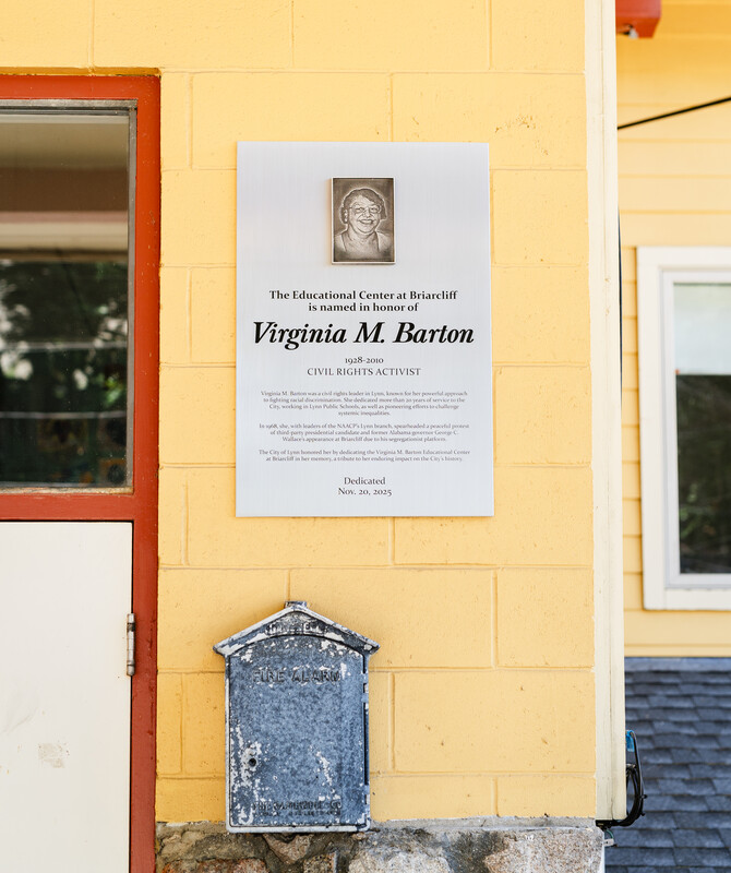 Plaque honoring Virginia M. Barton installed at school