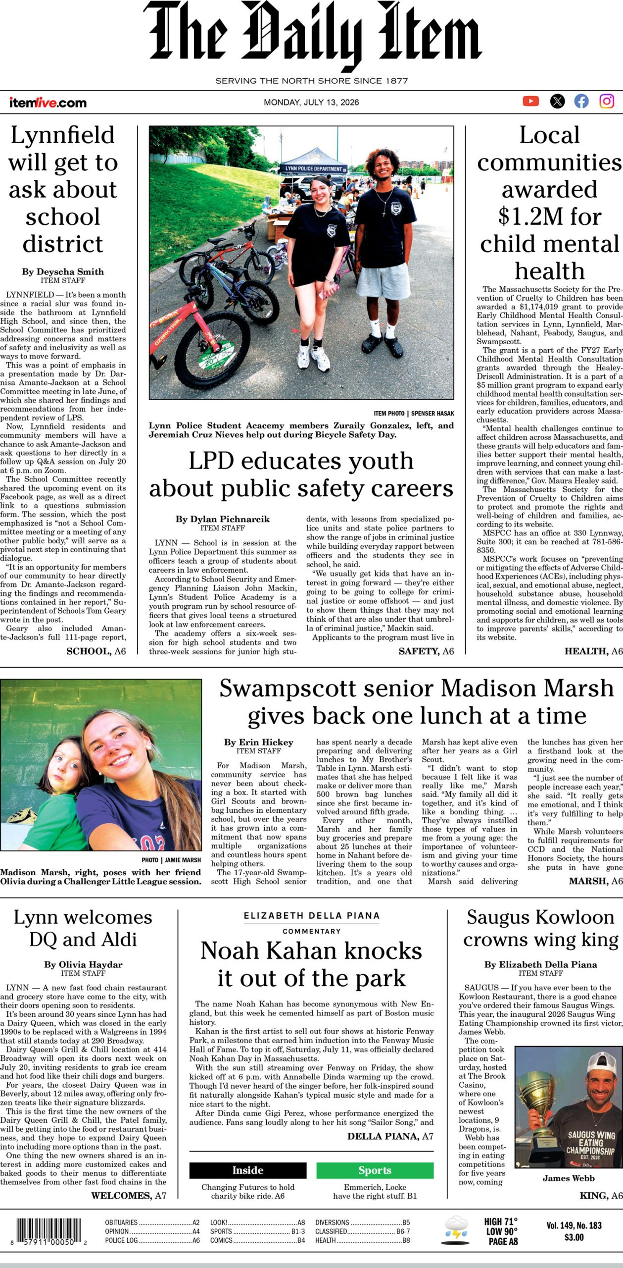 Today’s Page 1: July 13, 2026